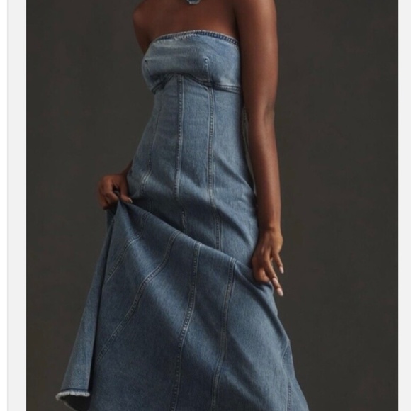 Strapless denim dress - Picture 2 of 12